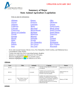 Summary of Major State Animal Agriculture Legislation