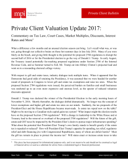 Private Client Valuation Update 2017