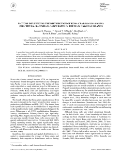 factors influencing the distribution of kona crabs ranina ranina
