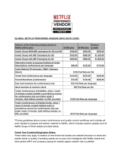 RATE CARD - Netflix Preferred Vendors