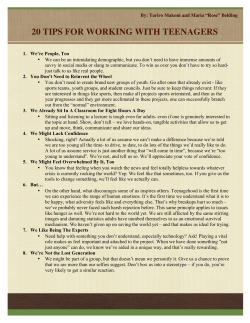 20 Tips for Working with Teenagers