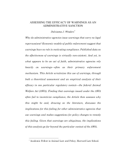 assessing the efficacy of warnings as an administrative sanction