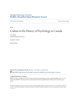 Culture in the History of Psychology in Canada