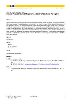Printed Versus Internet Plagiarism: A Study of Students` Perception
