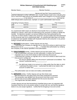 Affidavit of Unauthorized ACH Debit Activity