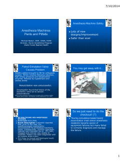 Anesthesia Machines Perils and Pitfalls