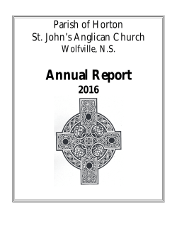 Annual Report - St. John`s Anglican Church, Parish of Horton