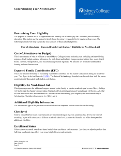 Understanding Your Award Letter Determining Your Eligibility Cost