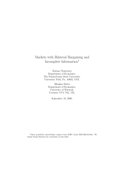 Markets with Bilateral Bargaining and Incomplete Information1