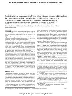 Optimization of selenoprotein P and other plasma selenium