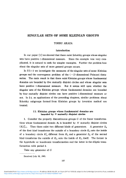 singular sets of some kleinian groups