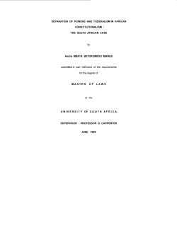 SEPARATION OF POWERS AND FEDERALISM IN AFRICAN