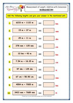 km mm dm cm km cm m mm km 6233 m + 1122 m 25 m + 11 m 278