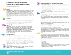 Child Life Services` guide for acceptable toy donations