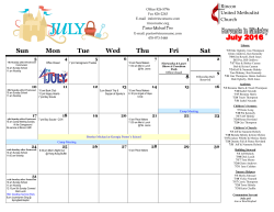 July 2016 Calendar - Rincon United Methodist Church