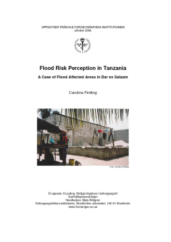 Flood Risk Perception in Tanzania: A Case of Flood Affected Arean