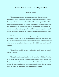 The Grace Period Restoration Act: A Misguided Missile Harold C