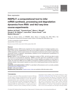 INSPEcT: a computational tool to infer mRNA synthesis, processing