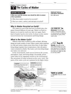 CHAPTER 2 Cycles in Nature 1 The Cycles of Matter