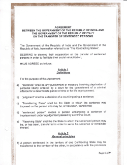 Article 1 "sentenced person" means a person undergOing a