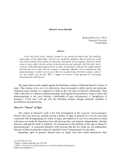Husserl Versus Derrida - Cercle interdisciplinaire de recherche