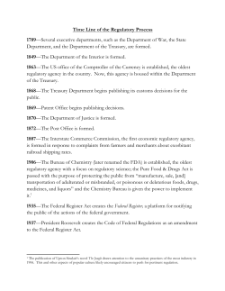Time Line of the Regulatory Process 1789—Several executive