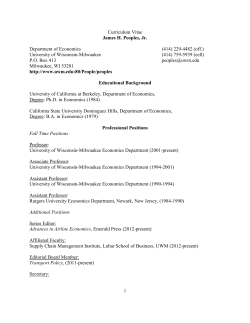 1 Curriculum Vitae James H. Peoples, Jr. Department of Economics