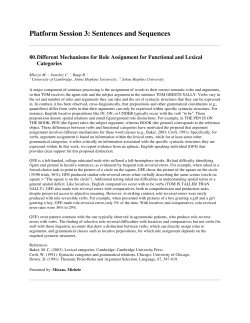 Platform Session 3: Sentences and Sequences