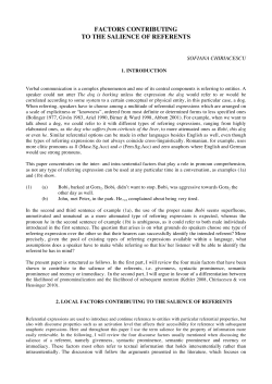 factors contributing to the salience of referents