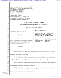 Stipulation to continue Case Management - US Case Law