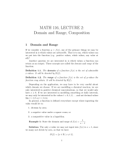 MATH 116, LECTURE 2: Domain and Range