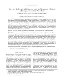 Growth in Skull Length and Width of the Arctic Wolf: Comparison of