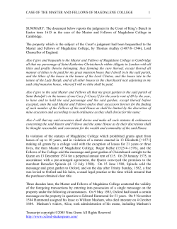 case of the master and fellows of magdalene college 1