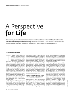 A Perspective for Life - Max-Planck