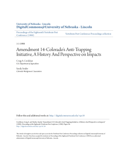 Amendment 14-Colorado`s Anti-Trapping Initiative, A History And