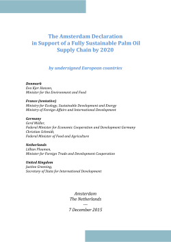The Amsterdam Declaration in Support of a Fully Sustainable Palm