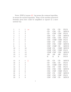 Notes: EXP(x) means 10x, log means the common logarithm, ln