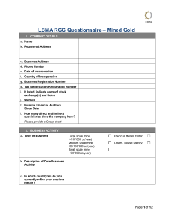 LBMA RGG Questionnaire &ndash; Mined Gold