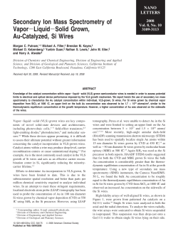 Secondary Ion Mass Spectrometry of Vapor&minus; Liquid&minus; Solid Grown