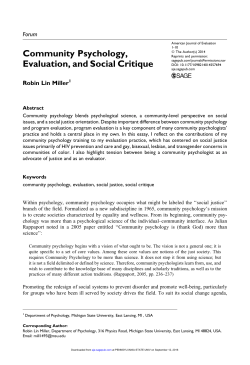 Community Psychology, Evaluation, and Social Critique