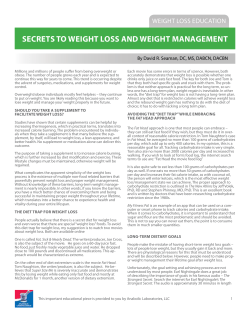 Secrets to Weight Loss and Weight Management