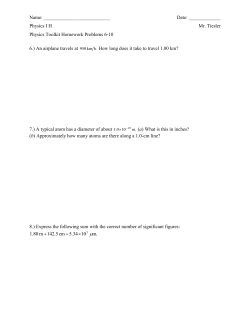 Name: Date: ______ Physics IH Mr. Tiesler Physics Toolkit