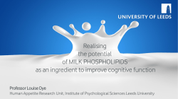 Realising the potential for MILK PHOSPHOLIPIDS&hellip;.