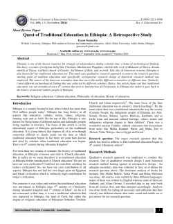 Quest of Traditional Education in raditional Education in Ethiopia: A