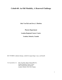 Cobalt-60: An Old Modality, A Renewed Challenge