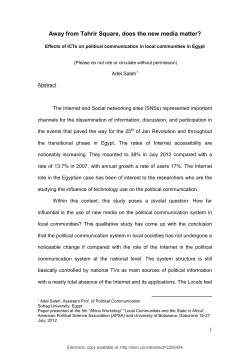 Saleh Away from Tahrir Square, Does the New Media Matter
