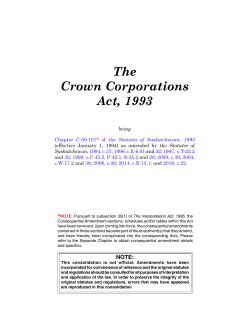 The Crown Corporations Act, 1993 - Queen`s Printer