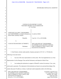 Declaration of Tami Romero in Support of Plaintiffs` Motion for