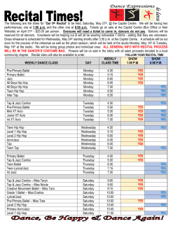 The following are the times for "Our 9th Recital" to be held, Saturday