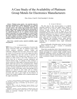 A Case Study of the Availability of Platinum Group Metals